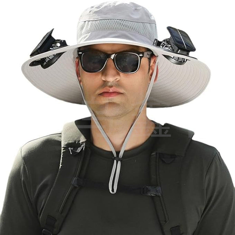 sun hat with solar-powered fan and wide brim Stornfield