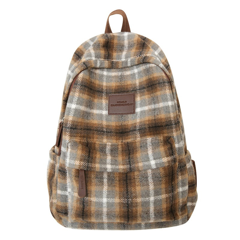 Cozy Plaid Patterned School Backpack Stornfield