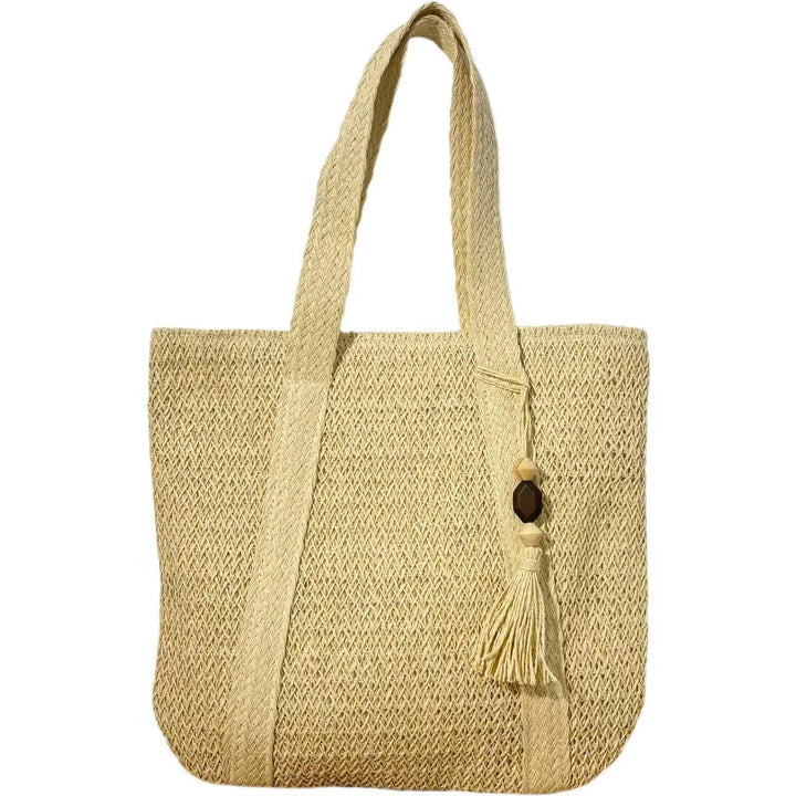 Handbag Made of Natural, Handwoven Straw with Elegant Fringe Stornfield