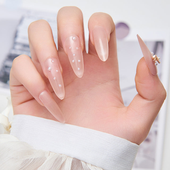 Elegant artificial nail tips with pearl details Stornfield