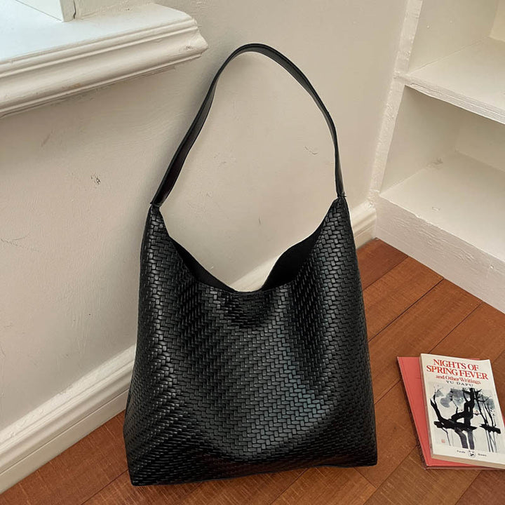 Woven Vegan Leather Hobo Bag