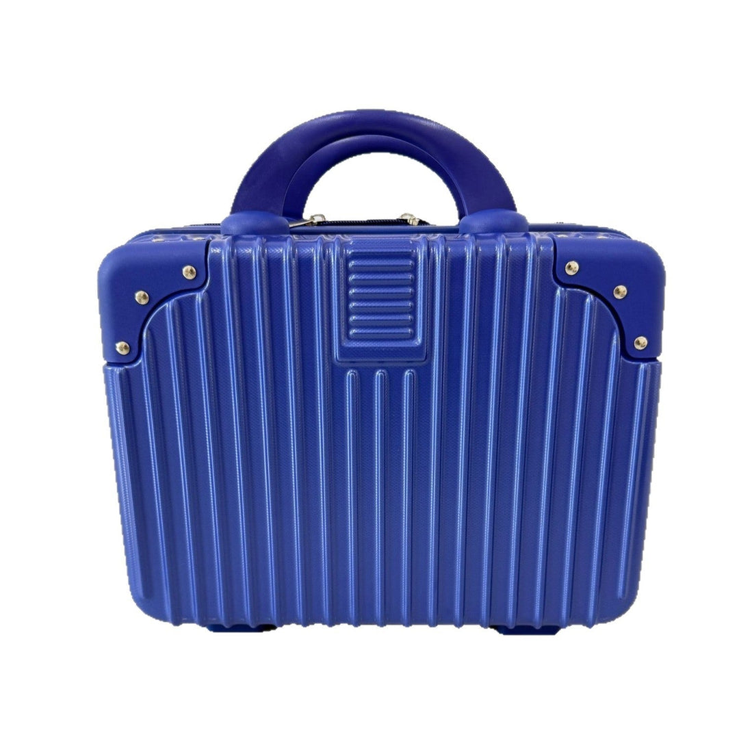 compact hard-shell travel vanity cosmetic and tech organizer with ribbed shell reinforced corners removable padded insert Stornfield