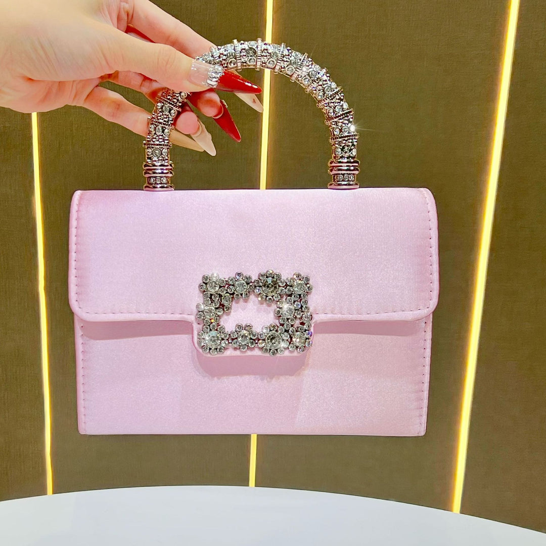 Elegant Rhinestone-Studded Handheld Evening Purse