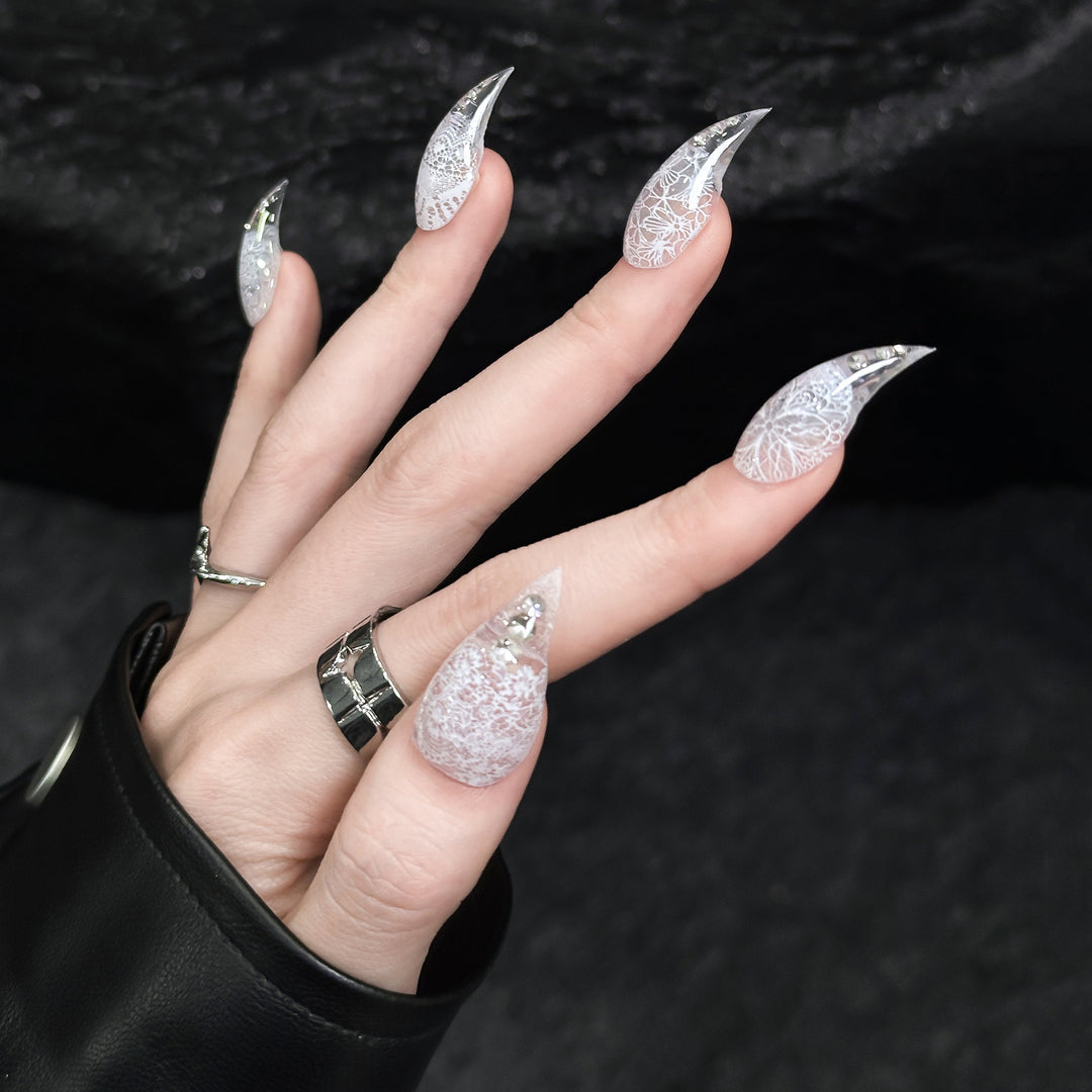 Stiletto Press-On Nail Enhancements with Gem Accents