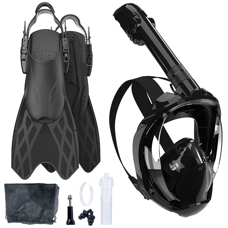 Snorkeling equipment with highly flexible fins and full face mask Stornfield