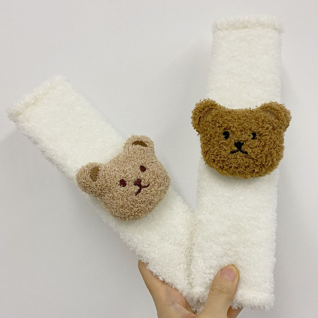 Sherpa-Lined Seatbelt Comfort Sleeve with Teddy Head Accent