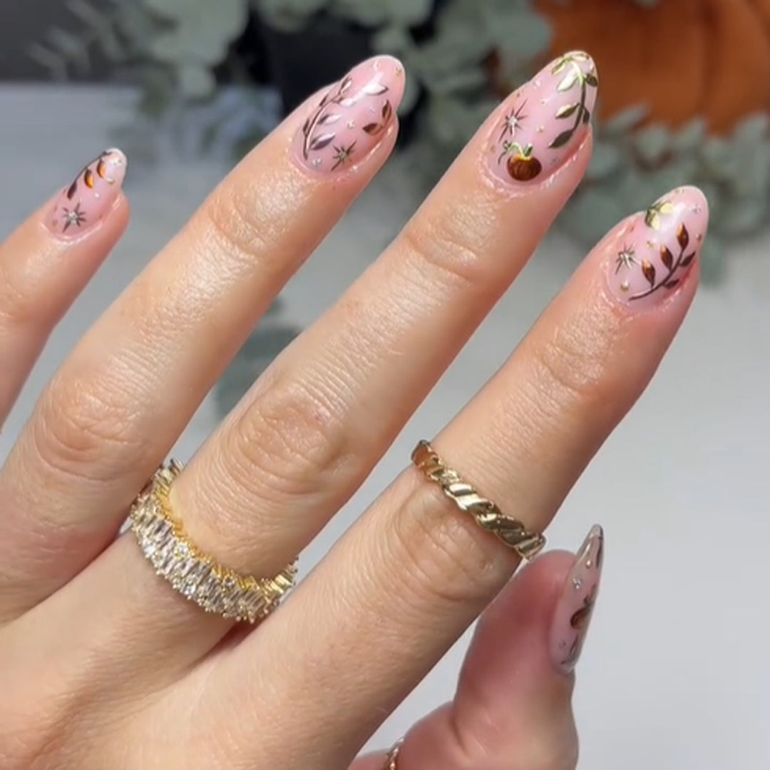 Artistic acrylic nails with elegant floral design Stornfield