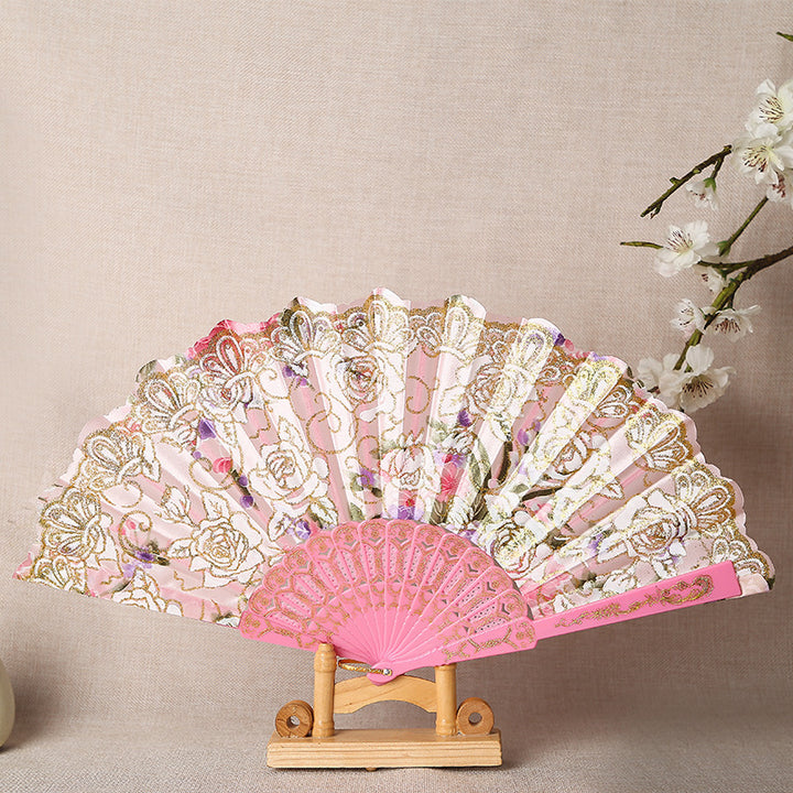 Ladies Elegant Hand Fan with Intricate Floral Patterns Stornfield