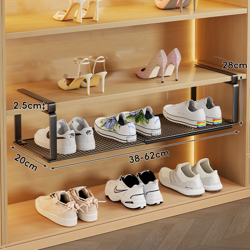 Adjustable Sliding Under-Shelf Mesh Shoe Organizer