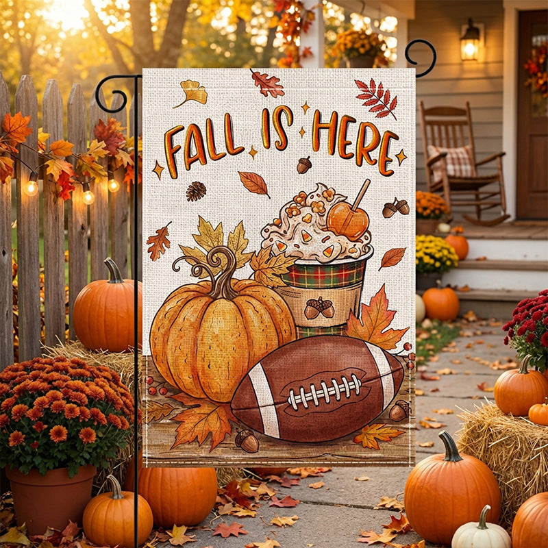 Decorative Autumn Harvest Garden Flag Double-Sided Burlap Accent