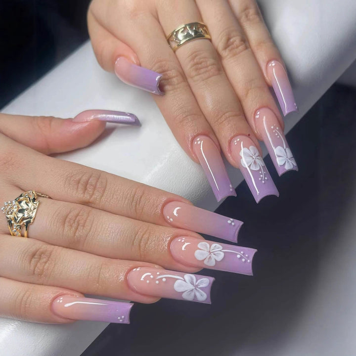 Decorative Floral Acrylic Nail Design Stornfield