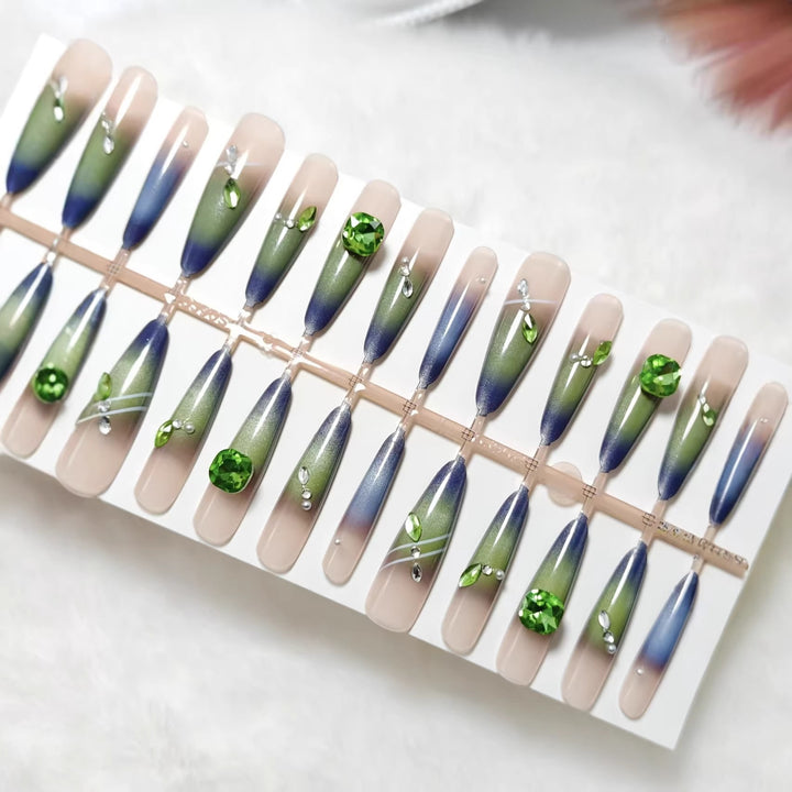 Artificial nails with elegant gradient color and glitter accents Stornfield