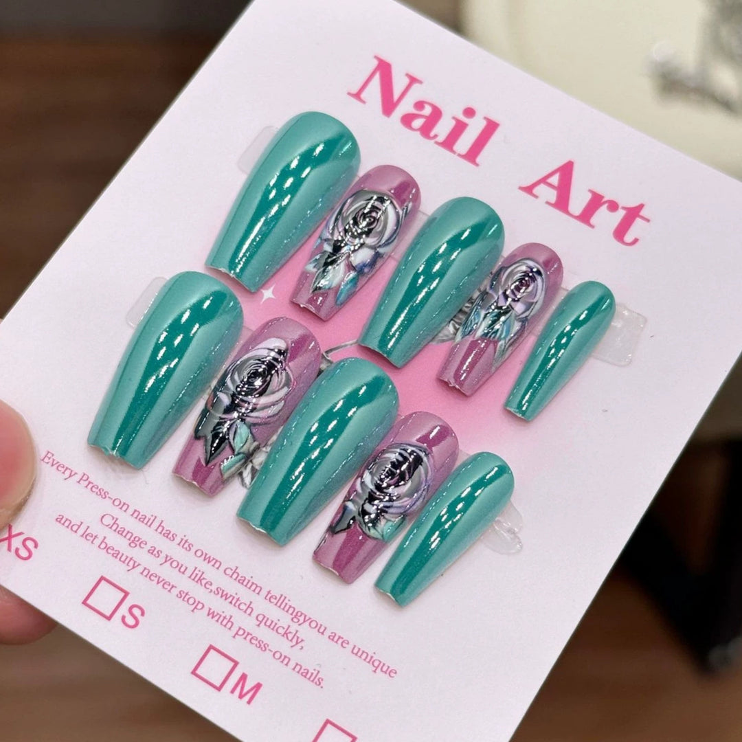 Artistic Floral Press-On Nails  1791254697