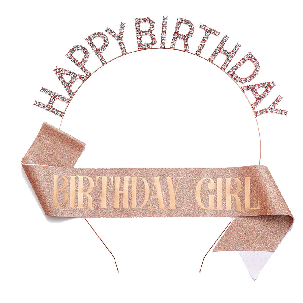 Ladies Glitter Headband with "Happy Birthday" Inscription Stornfield