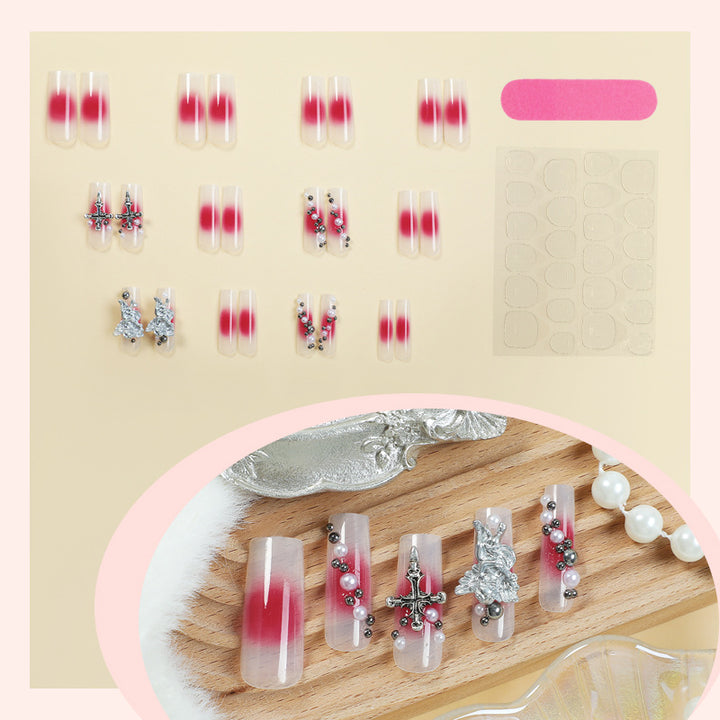 Decorative Nail Art Press-On Nails Set with Elegant Gem Accents Stornfield