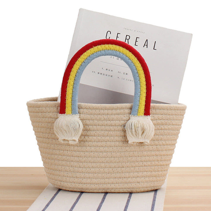 Cheerful straw bag with colorful handles Stornfield