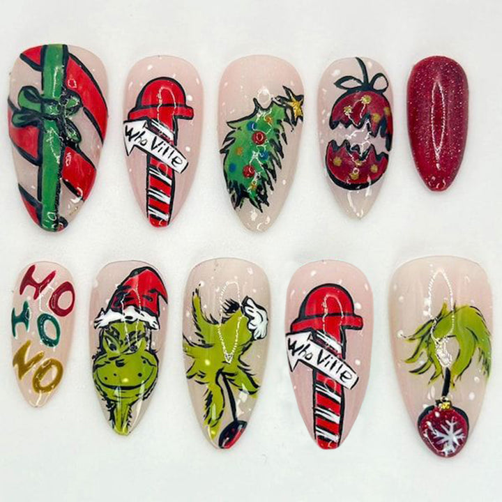 Holiday-Themed Artistic Press-On Nail Art Set
