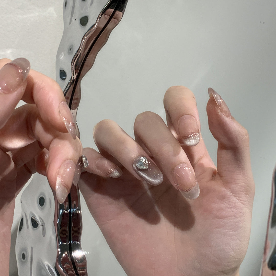 Elegant Press-On Nail Set with Jewel Accents Stornfield