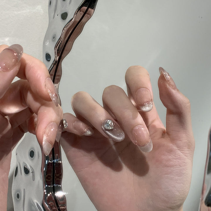 Elegant Press-On Nail Set with Jewel Accents Stornfield