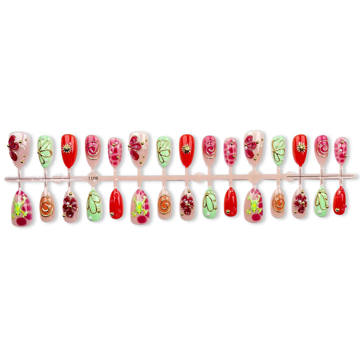 Creative Floral-Design Press-On Nails Set