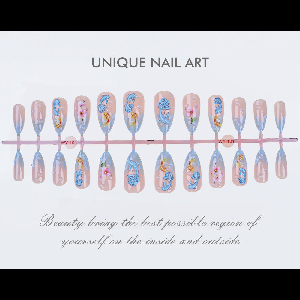 Artistic Floral-Design Press-On Nail Set Stornfield