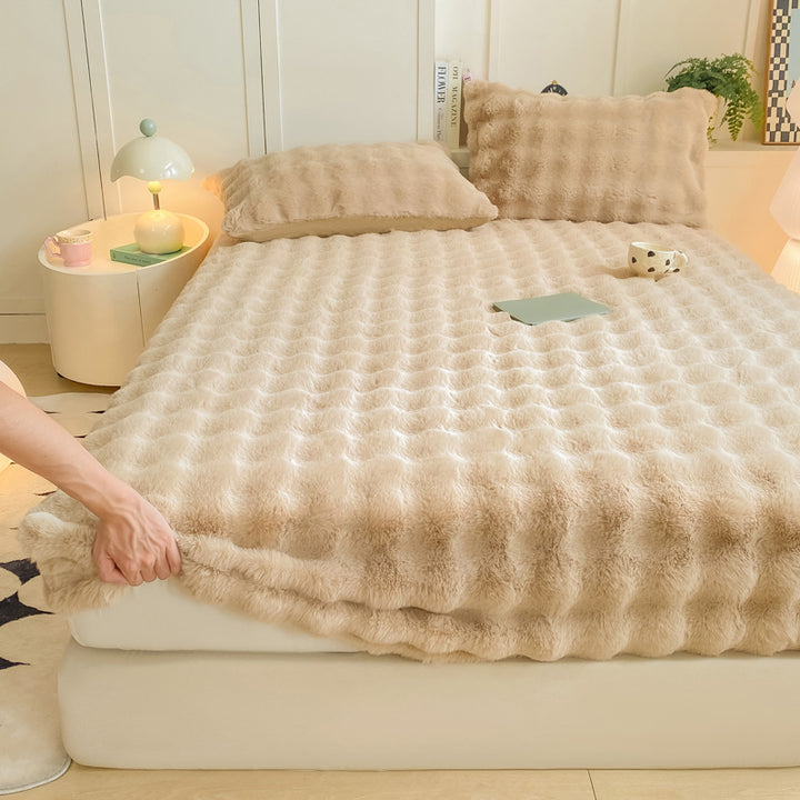 Plush Textured Furry Bedspread