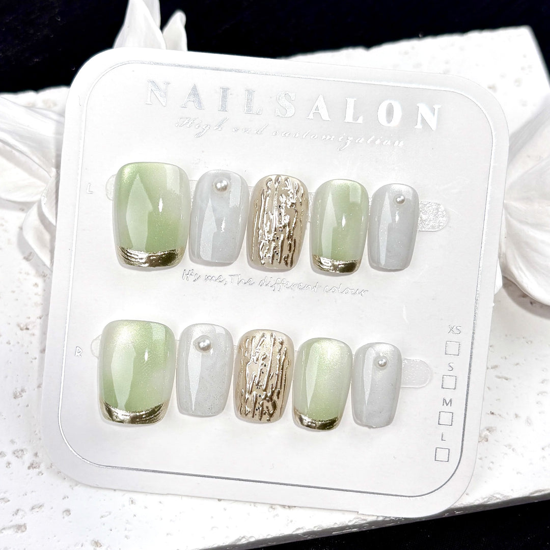 Elegant Textured Press-On Nail Art Set