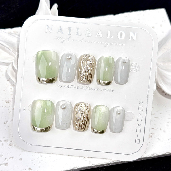 Elegant Textured Press-On Nail Art Set