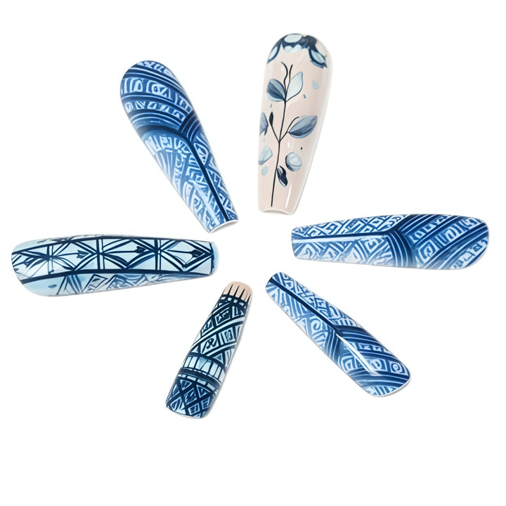 Nail art with floral and geometric design Stornfield