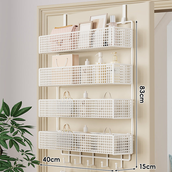 Over-Door Double-Tier Grid Hanging Storage Basket
