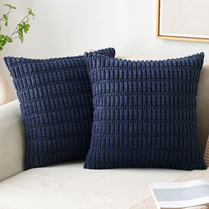 Textured Chenille Square Throw Pillow Cover with Hidden Zipper