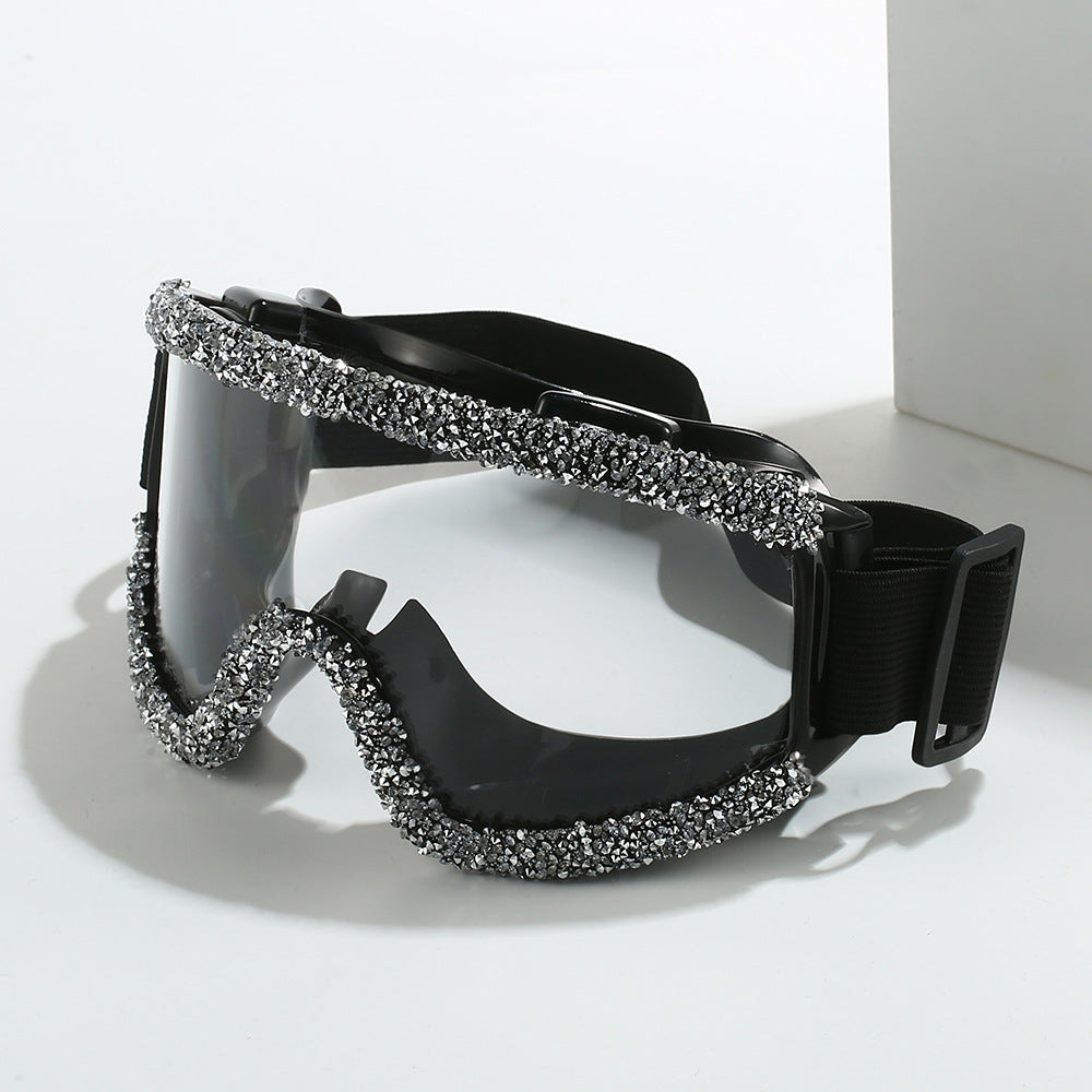Women's glamorous ski goggles with sparkling decorative frame Stornfield