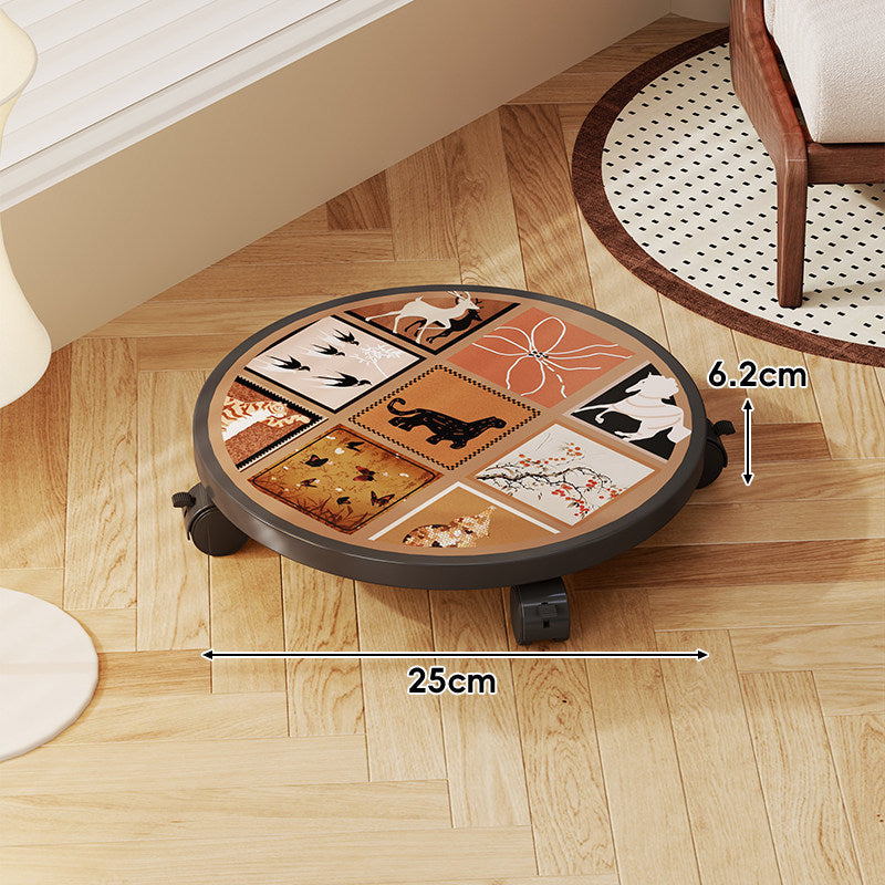 Decorative Round Plant Caster Dolly with Lockable Swivel Wheels