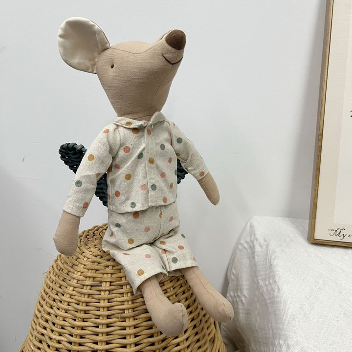 Long-Leg Organic Linen Bunny Doll with Embroidered Carrot Overalls