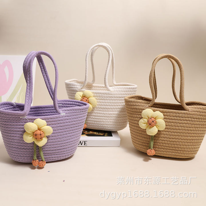 Handcrafted basket bag with floral accents Stornfield