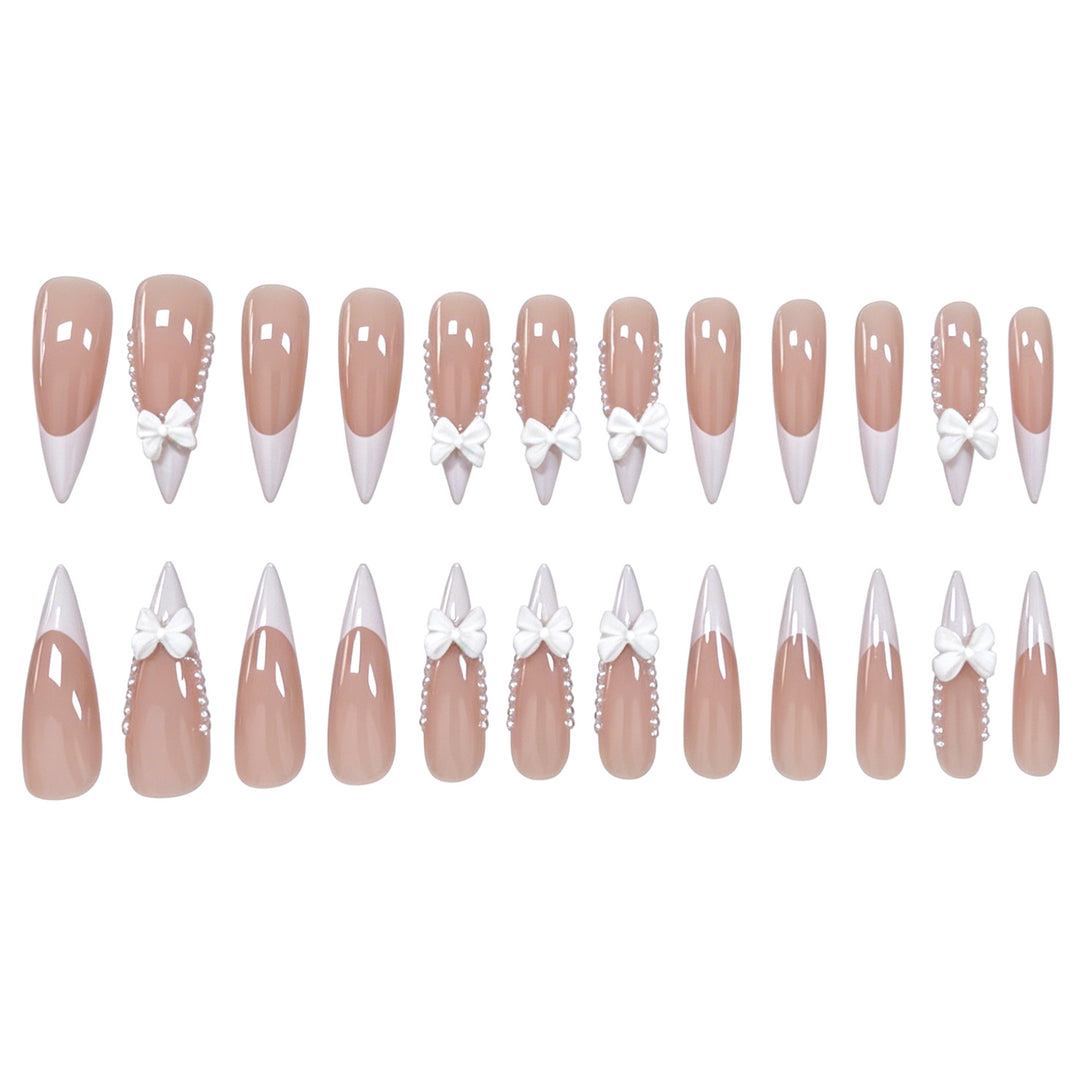 Elegant Bow-Embellished Nail Art Stornfield