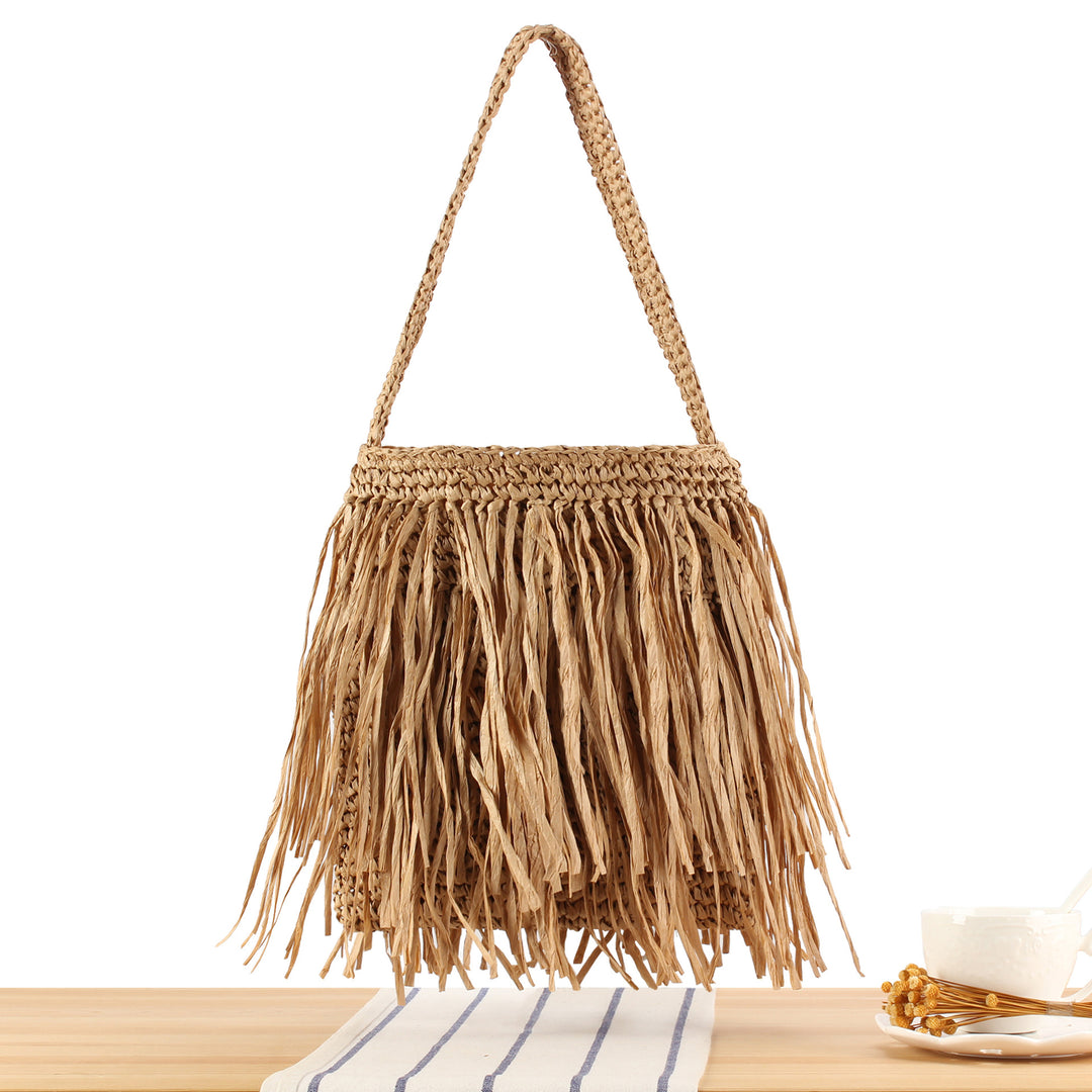 Braided summer handbag with fringed design Stornfield