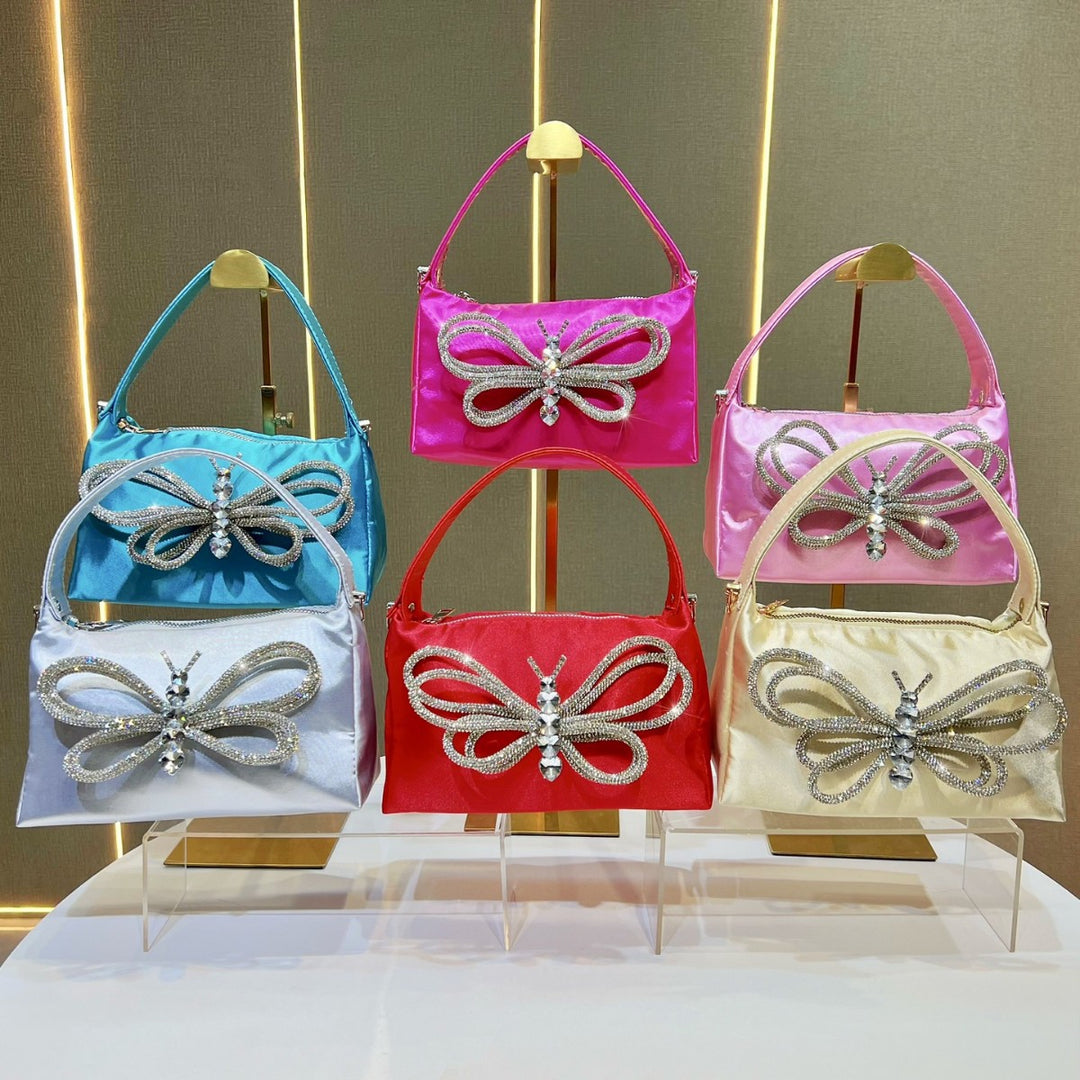 Butterfly-Embellished Evening Handbag