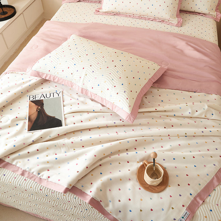 Quilted Floral Cotton Bedspread Set with Reversible Throw and Pillow Shams