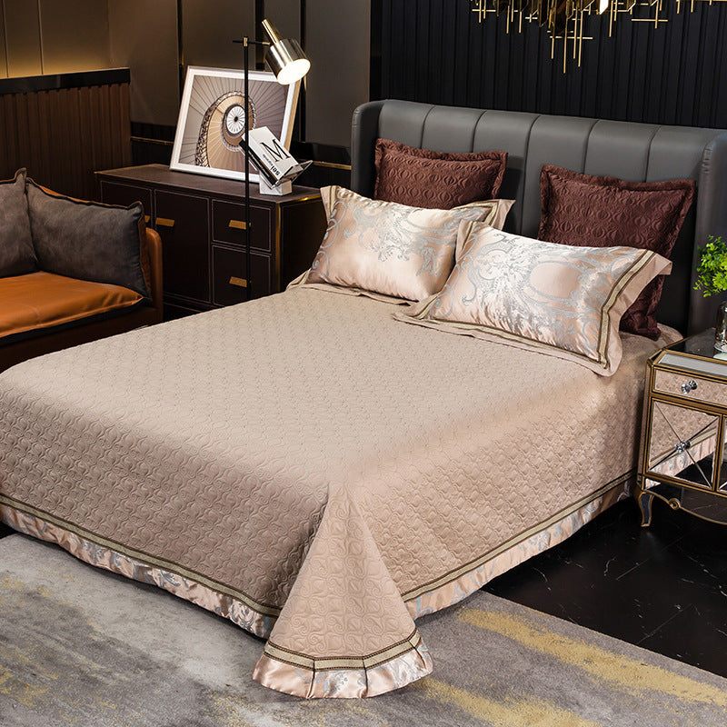 Quilted Microfiber Matelassé Bedspread with Satin Border & Matching Pillow Shams