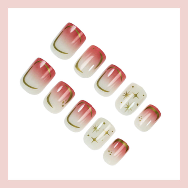 Artificial nail set with elegant rose accents Stornfield