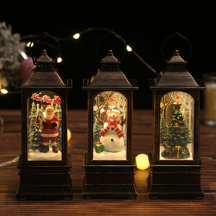 Nostalgic Christmas lantern with glowing snowman Stornfield