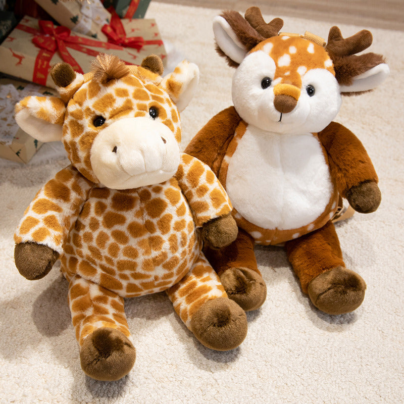 Plush Deer-Shaped Backpack with Adjustable Straps and Zippered Compartment Stornfield