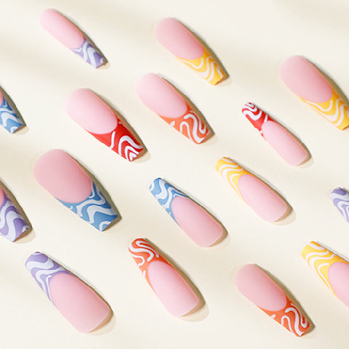 Artful Nail Extensions with Modern Color Pattern Stornfield