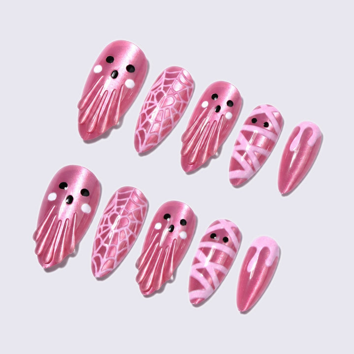 Artificial Nail Set with Halloween Motif and Glitter Accents Stornfield