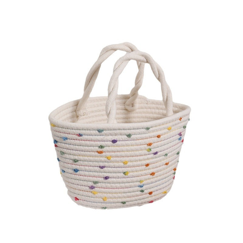 Decorative cotton basket bag Stornfield
