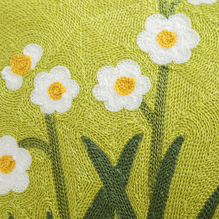 Women Decorative Cushion Cover with Fine Floral Embroidery Stornfield
