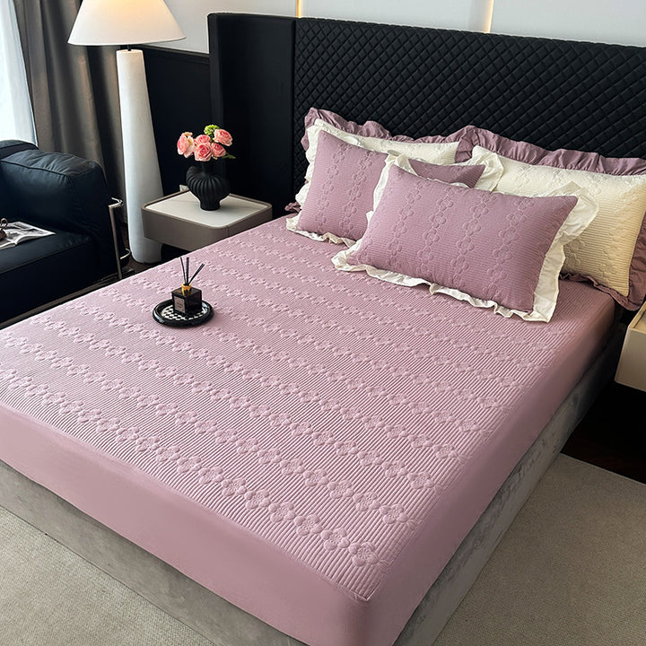 Quilted Microfiber Bedspread Set with Ruffled Pillow