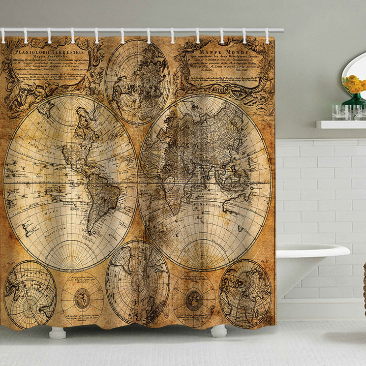 Vintage World Map Shower Curtain Stornfield