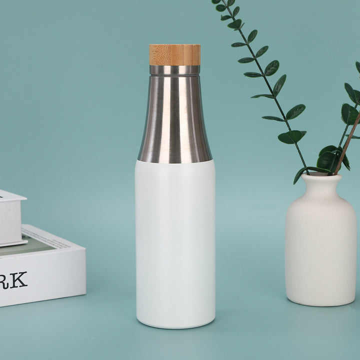 Women's stainless steel insulated drinking bottle with bamboo lid Stornfield